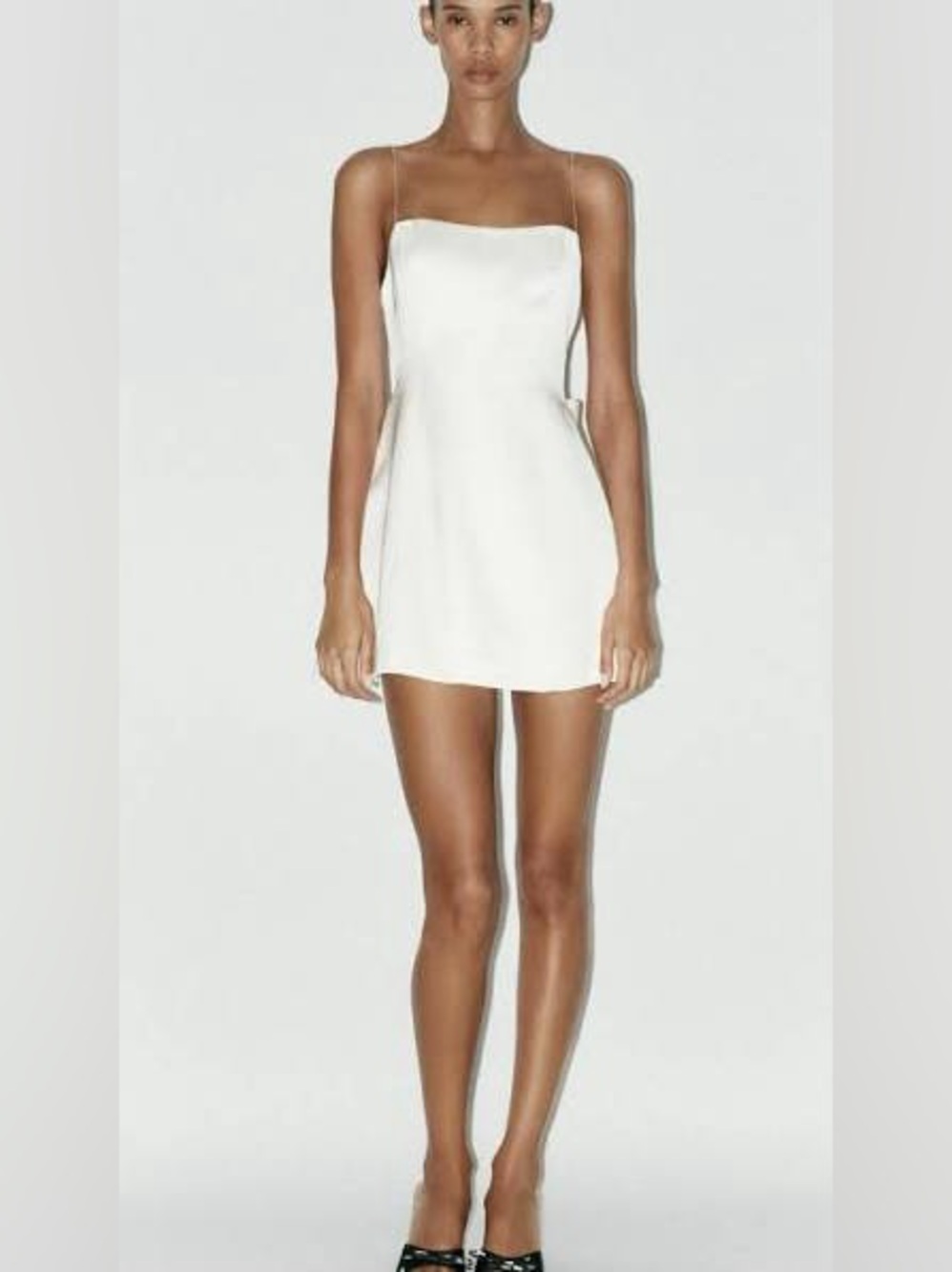 NWT Zara Bow Back White Dress - Picture 3 of 16